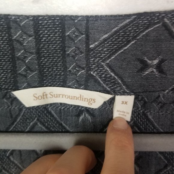 Soft Surroundings Blouse Womens 3X Gray Geometric - Picture 7 of 9